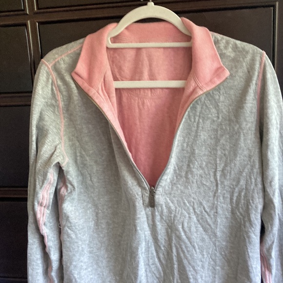 Tommy bahama reversible 1/2 zip sweatshirt  pink abs grey - Picture 2 of 5
